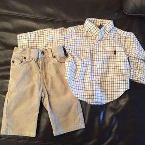 Ralph Lauren polo shirt & corduroy pants size 9m